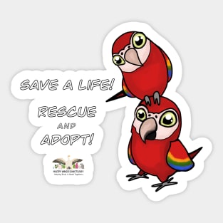 Save a Life!  Rescue & Adopt ~ Scarlet Macaw Sticker